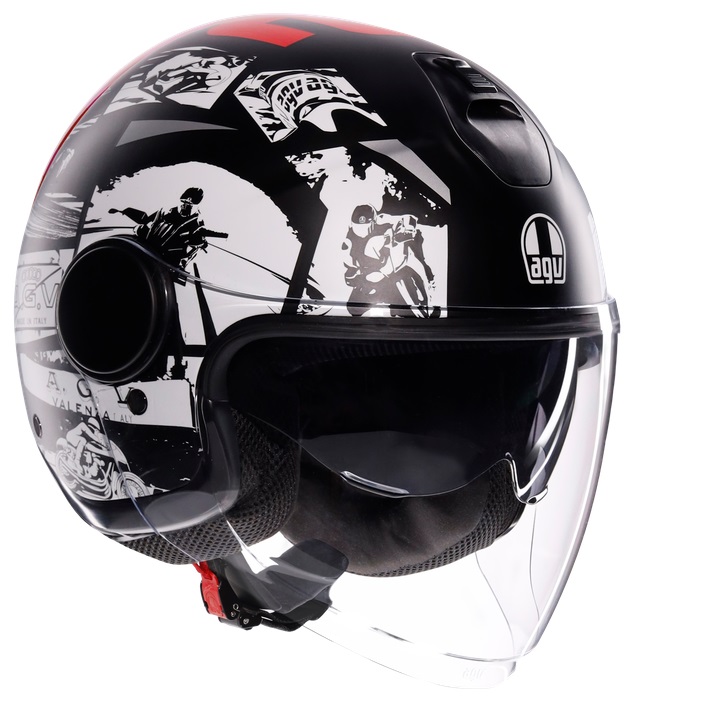 KACIGA AGV ETERES M HISTORY MATT BLACK/WHITE/RED
