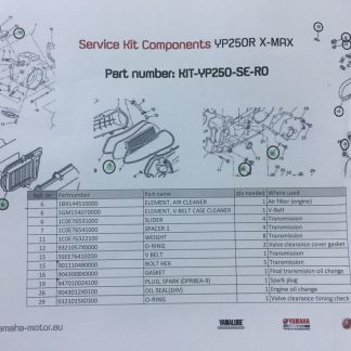 SET DIJELOVI ZA VELIKI SERVIS YP250R